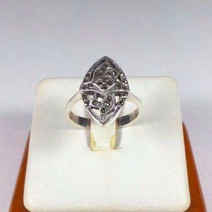 Beautifully Designed "925" Sterling Silver Ring with Marcasite Stones